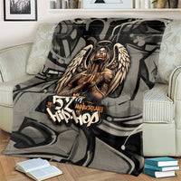 52th Anniversary Of Hiphop Celebration Blanket with Praying Angel Graphic and Urban Graffiti Background - Wonder Print Shop