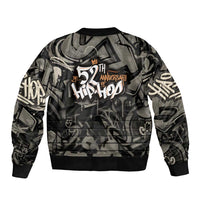 52th Anniversary Of Hiphop Celebration Bomber Jacket with Praying Angel Graphic and Urban Graffiti Background - Wonder Print Shop