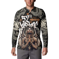 52th Anniversary Of Hiphop Celebration Button Sweatshirt with Praying Angel Graphic and Urban Graffiti Background - Wonder Print Shop
