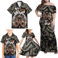 52th Anniversary Of Hiphop Celebration Family Matching Off Shoulder Maxi Dress and Hawaiian Shirt with Praying Angel Graphic and Urban Graffiti Background - Wonder Print Shop