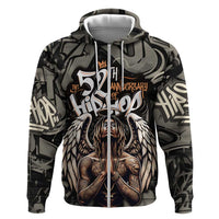 52th Anniversary Of Hiphop Celebration Hoodie with Praying Angel Graphic and Urban Graffiti Background - Wonder Print Shop