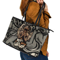 52th Anniversary Of Hiphop Celebration Leather Tote Bag with Praying Angel Graphic and Urban Graffiti Background - Wonder Print Shop