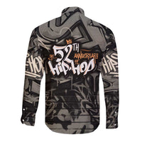 52th Anniversary Of Hiphop Celebration Long Sleeve Button Shirt with Praying Angel Graphic and Urban Graffiti Background - Wonder Print Shop