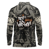 52th Anniversary Of Hiphop Celebration Long Sleeve Polo Shirt with Praying Angel Graphic and Urban Graffiti Background - Wonder Print Shop