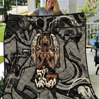 52th Anniversary Of Hiphop Celebration Quilt with Praying Angel Graphic and Urban Graffiti Background - Wonder Print Shop