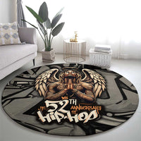 52th Anniversary Of Hiphop Celebration Round Carpet with Praying Angel Graphic and Urban Graffiti Background - Wonder Print Shop