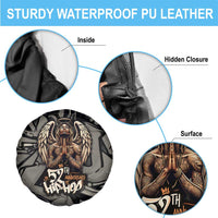 52th Anniversary Of Hiphop Celebration Spare Tire Cover with Praying Angel Graphic and Urban Graffiti Background - Wonder Print Shop