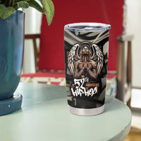 52th Anniversary Of Hiphop Celebration Tumbler Cup with Praying Angel Graphic and Urban Graffiti Background - Wonder Print Shop