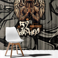 52th Anniversary Of Hiphop Celebration Window Curtain with Praying Angel Graphic and Urban Graffiti Background - Wonder Print Shop