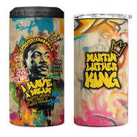 Martin Luther King Graffiti Style Graphic 4 in 1 Can Cooler Tumbler with Colorful Spray Paint Quotes and Crown Detail - Wonder Print Shop