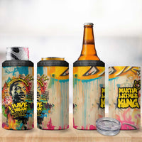 Martin Luther King Graffiti Style Graphic 4 in 1 Can Cooler Tumbler with Colorful Spray Paint Quotes and Crown Detail - Wonder Print Shop