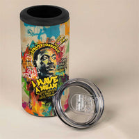 Martin Luther King Graffiti Style Graphic 4 in 1 Can Cooler Tumbler with Colorful Spray Paint Quotes and Crown Detail - Wonder Print Shop