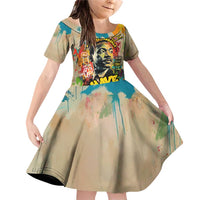 Martin Luther King Graffiti Style Graphic Family Matching Off Shoulder Short Dress and Hawaiian Shirt with Colorful Spray Paint Quotes and Crown Detail - Wonder Print Shop