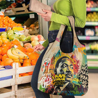 Martin Luther King Graffiti Style Graphic Grocery Bag with Colorful Spray Paint Quotes and Crown Detail - Wonder Print Shop