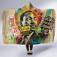 Martin Luther King Graffiti Style Graphic Hooded Blanket with Colorful Spray Paint Quotes and Crown Detail - Wonder Print Shop
