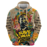 Martin Luther King Graffiti Style Graphic Hoodie with Colorful Spray Paint Quotes and Crown Detail - Wonder Print Shop