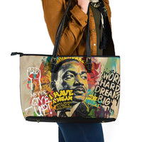 Martin Luther King Graffiti Style Graphic Leather Tote Bag with Colorful Spray Paint Quotes and Crown Detail - Wonder Print Shop