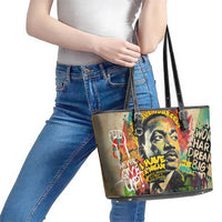 Martin Luther King Graffiti Style Graphic Leather Tote Bag with Colorful Spray Paint Quotes and Crown Detail - Wonder Print Shop