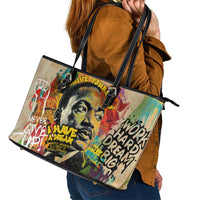 Martin Luther King Graffiti Style Graphic Leather Tote Bag with Colorful Spray Paint Quotes and Crown Detail - Wonder Print Shop