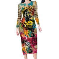 Martin Luther King Graffiti Style Graphic Long Sleeve Bodycon Dress with Colorful Spray Paint Quotes and Crown Detail - Wonder Print Shop