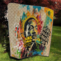 Martin Luther King Graffiti Style Graphic Quilt with Colorful Spray Paint Quotes and Crown Detail - Wonder Print Shop