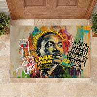 Martin Luther King Graffiti Style Graphic Rubber Doormat with Colorful Spray Paint Quotes and Crown Detail - Wonder Print Shop