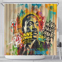 Martin Luther King Graffiti Style Graphic Shower Curtain with Colorful Spray Paint Quotes and Crown Detail - Wonder Print Shop