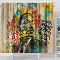 Martin Luther King Graffiti Style Graphic Shower Curtain with Colorful Spray Paint Quotes and Crown Detail - Wonder Print Shop
