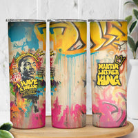 Martin Luther King Graffiti Style Graphic Skinny Tumbler with Colorful Spray Paint Quotes and Crown Detail - Wonder Print Shop