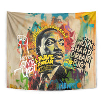 Martin Luther King Graffiti Style Graphic Tapestry with Colorful Spray Paint Quotes and Crown Detail - Wonder Print Shop