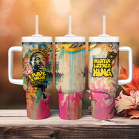 Martin Luther King Graffiti Style Graphic Tumbler With Handle with Colorful Spray Paint Quotes and Crown Detail - Wonder Print Shop