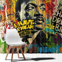 Martin Luther King Graffiti Style Graphic Window Curtain with Colorful Spray Paint Quotes and Crown Detail - Wonder Print Shop