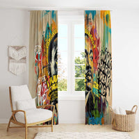 Martin Luther King Graffiti Style Graphic Window Curtain with Colorful Spray Paint Quotes and Crown Detail - Wonder Print Shop