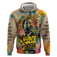 Martin Luther King Graffiti Style Graphic Zip Hoodie with Colorful Spray Paint Quotes and Crown Detail - Wonder Print Shop