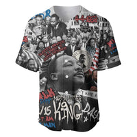 Martin Luther King Day Tribute Baseball Jersey Civil Rights Collage and Classic American Street Graffiti Colors - Wonder Print Shop