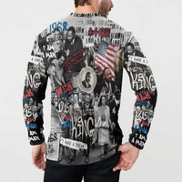 Martin Luther King Day Tribute Button Sweatshirt Civil Rights Collage and Classic American Street Graffiti Colors - Wonder Print Shop