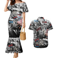 Martin Luther King Day Tribute Couples Matching Mermaid Dress and Hawaiian Shirt Civil Rights Collage and Classic American Street Graffiti Colors - Wonder Print Shop