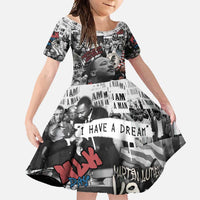 Martin Luther King Day Tribute Family Matching Long Sleeve Bodycon Dress and Hawaiian Shirt Civil Rights Collage and Classic American Street Graffiti Colors - Wonder Print Shop