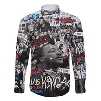 Martin Luther King Day Tribute Family Matching Long Sleeve Bodycon Dress and Hawaiian Shirt Civil Rights Collage and Classic American Street Graffiti Colors - Wonder Print Shop