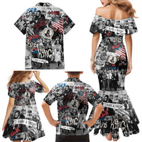 Martin Luther King Day Tribute Family Matching Mermaid Dress and Hawaiian Shirt Civil Rights Collage and Classic American Street Graffiti Colors - Wonder Print Shop