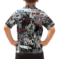 Martin Luther King Day Tribute Family Matching Off The Shoulder Long Sleeve Dress and Hawaiian Shirt Civil Rights Collage and Classic American Street Graffiti Colors - Wonder Print Shop