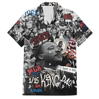 Martin Luther King Day Tribute Family Matching Off The Shoulder Long Sleeve Dress and Hawaiian Shirt Civil Rights Collage and Classic American Street Graffiti Colors - Wonder Print Shop