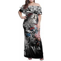 Martin Luther King Day Tribute Family Matching Off Shoulder Maxi Dress and Hawaiian Shirt Civil Rights Collage and Classic American Street Graffiti Colors - Wonder Print Shop