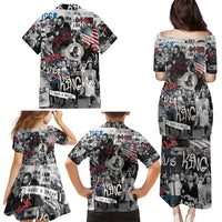 Martin Luther King Day Tribute Family Matching Puletasi and Hawaiian Shirt Civil Rights Collage and Classic American Street Graffiti Colors - Wonder Print Shop