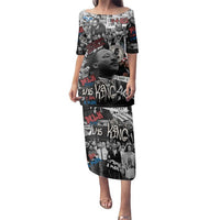 Martin Luther King Day Tribute Family Matching Puletasi and Hawaiian Shirt Civil Rights Collage and Classic American Street Graffiti Colors - Wonder Print Shop