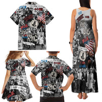Martin Luther King Day Tribute Family Matching Tank Maxi Dress and Hawaiian Shirt Civil Rights Collage and Classic American Street Graffiti Colors - Wonder Print Shop