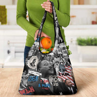 Martin Luther King Day Tribute Grocery Bag Civil Rights Collage and Classic American Street Graffiti Colors - Wonder Print Shop