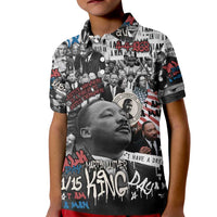Martin Luther King Day Tribute Kid Polo Shirt Civil Rights Collage and Classic American Street Graffiti Colors - Wonder Print Shop