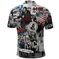 Martin Luther King Day Tribute Polo Shirt Civil Rights Collage and Classic American Street Graffiti Colors - Wonder Print Shop