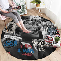 Martin Luther King Day Tribute Round Carpet Civil Rights Collage and Classic American Street Graffiti Colors - Wonder Print Shop